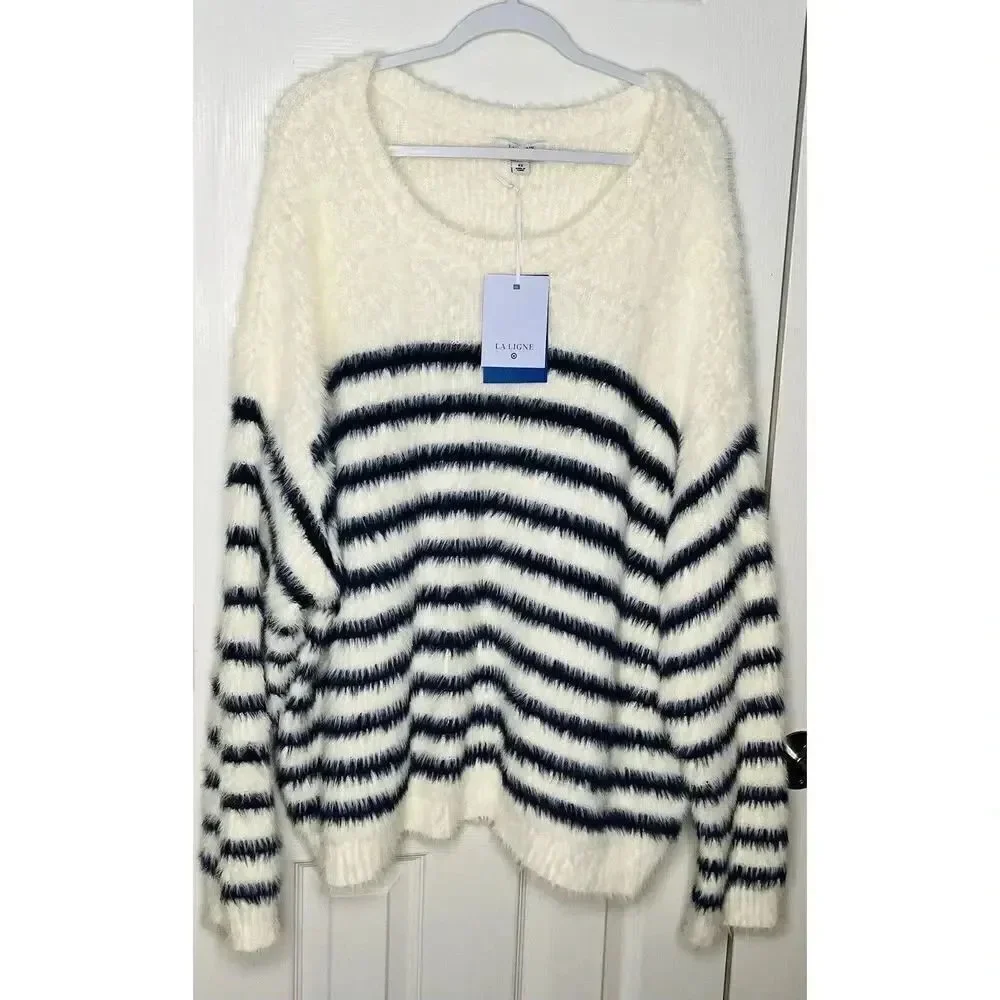La Ligne for Target NWT Women’s Striped Fluffy Sweater Size 4X - Picture 3 of 8